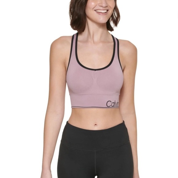 Calvin Klein Performance Womens Purple Medium Impact Workout Sports Bra - Picture 2 of 13